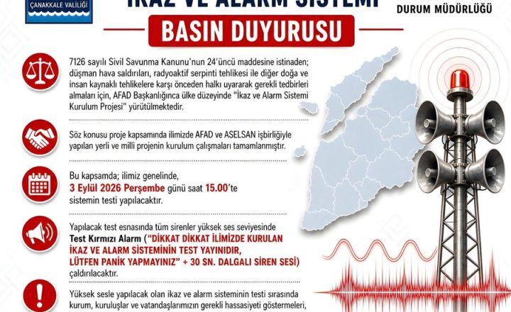 İkaz ve Alarm Sistemi Testi Yapılacaktır