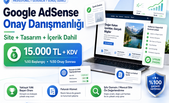 ✅ Google AdSense Onay Danışmanlığı | Site + Tasarım + İçerik Dahil | %50 Başlangıç – %50 Onay Sonrası