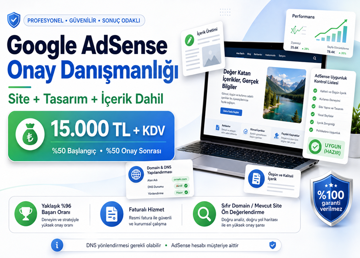 ✅ Google AdSense Onay Danışmanlığı | Site + Tasarım + İçerik Dahil | %50 Başlangıç – %50 Onay Sonrası görseli